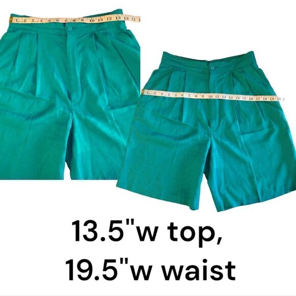 VTG Ellen Figg Green Ultra High Rise Linen Blend Bermuda Mom Shorts SZ 10 - Picture 14 of 16